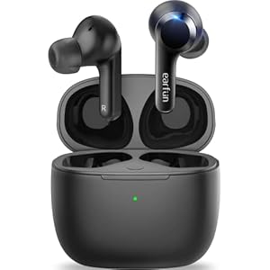 EarFun® Air True Wireless Earbuds, Bluetooth Earbuds with 4 Mics, Sweatshield™ IPX7 Waterproof with Volume Control, USB-C Fast Charge, in-Ear Headphones with Wireless Charging, Deep Bass, 35H Playtime