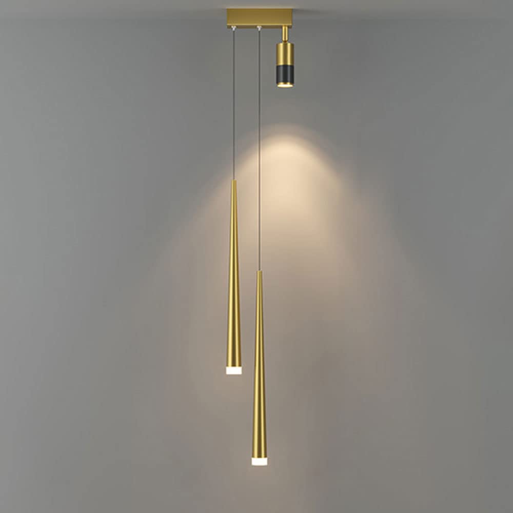 Lampe suspendue design pour chambre et salon avec spot de lecture doré orientable