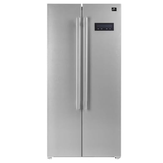 Forno Salerno 33" Inch W. Side-by-side Refrigerator and Freezer with 15.6 Cu.Ft. Total Capacity - Stainless Steel Freestanding Fridge with LED Display, Vacation mode and Child Safety Lock.