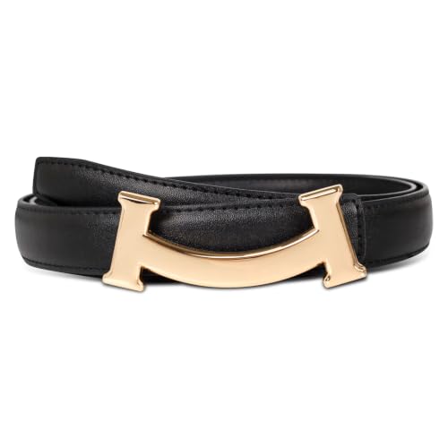 Image of Women's Leather Belt with Buckle - Ideal for Dresses, Jeans, and Coats