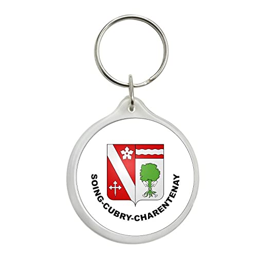 ROUND KEYCHAIN. HERALDIC SHIELD SOING-CUBRY-CHARENTENAY HAUTE-SAONE FRANCE