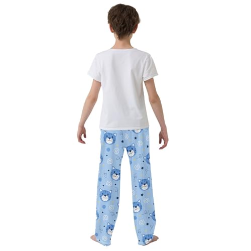 Boys' Pants Cool Cat Long Bottoms Jogger Pants Elastic Waist Trousers with Pockets S-XL3