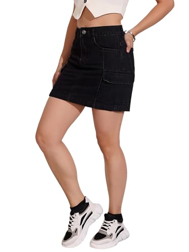Image of Dolce Crudo Women's Flared High-Rise Stretchable Denim Maxi Skirt