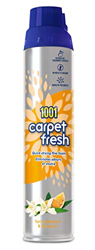 1001 Carpet Fresh Spray Spring Blossom & Mandarin Fragrance, Hours Of Freshness, For Use On Carpets, Rugs & Upholstery, 300ml Can