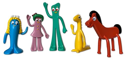 NJ Croce Gumby & Friends Bendable Action Figure Boxed Set Gumby Pokey Minga Goo & Prickle Flexible and Poseable Classic Full Size Toy Set