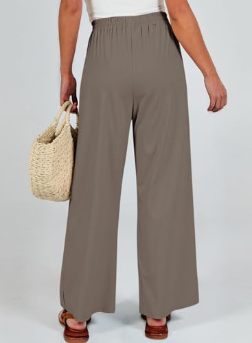 Dokotoo Women's Elastic Waist Wide Leg Pants Baggy Casual Stretch Palazzo Pants with Pockets3