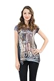 Sweet Gisele New York NYC Womens Scoop Neck Color Tunic T-Shirt w/Rhinestones