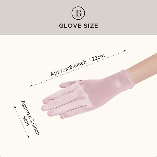 Guantes de satén cortos rosa Babeyond en talla única para banquete 4
