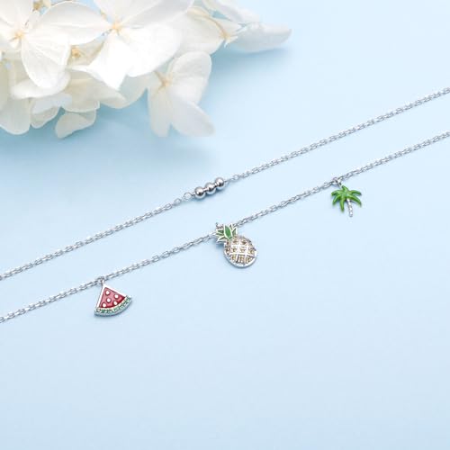 Tobillera de piña de plata de ley hipoalergénica con cadena ajustable 3