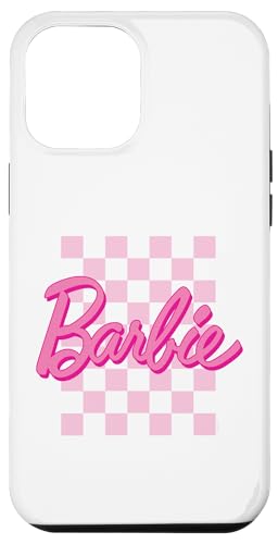 Carcasa para iPhone 15 Plus Barbie - Fondo a Cuadros con Logotipo de Barbie