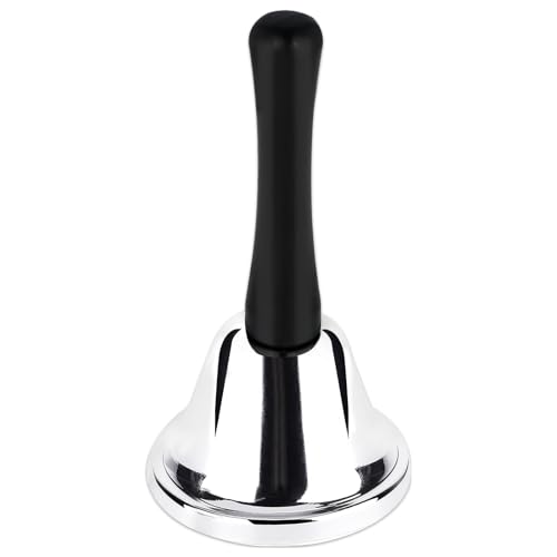 Adorox Silver Steel Hand Bell for Wedding Events Decoration, Call Bell, Alarm, Jingles (4 Pcs. Set)