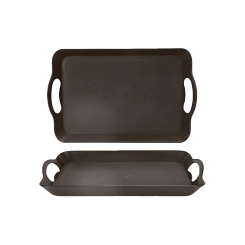 EZweekend 小物 四角2pcsい和風北欧風のが滑りにくいビジ盆トレー プラスチックトレー のがおしゃれで軽量ネスレストランのお運びのフルコースのケーキ屋さんのパンを置くお皿 (コーヒー色,37*23.3*3cm)
