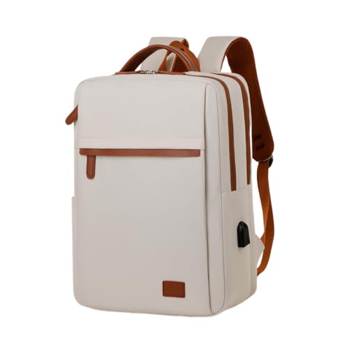 Mochila portatil Surwin beige de 40cm con puerto USB y tejido Oxford de gran capacidad