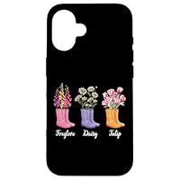 Foxglove Daisy Tulip Floral With Rain Boots Case for iPhone 16