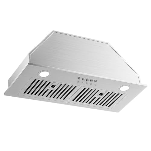 30 Inch Insert Range Hood,600 CFM Stainless Steel Built-in Kitchen Hood,Ducted/Ductless Convertible Kitchen Vent Hood,with LED Lamps,3-Speed Exhaust Fan,Dishwasher Safe Baffle Filters