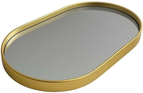 Bandeja decorativa dourada com espelho para usar em vários ambien...