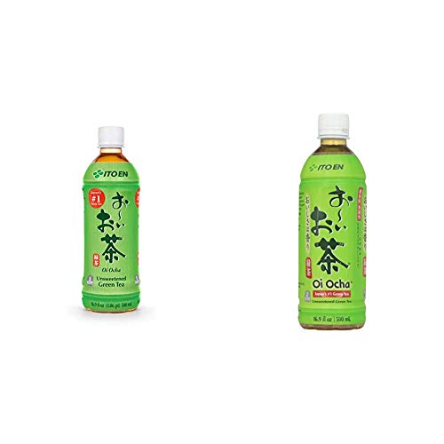 Ito En Oi Ocha Green Tea, Unsweetened, 16.9 Fluid Ounce (Pack of 12), Unsweetened, 5 Calories, with Antioxidants, Excellent Source of Vitamin C & Tea's Tea Ocha Green Tea, 16.9 oz