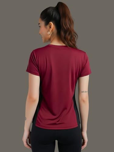 Image of White Moon Gym Tshirt for Women Workout Dry Fit t Shirt Sports Tshirt | Gym Tops for Woman | Lightweight Round Neck Breathable Half Sleeve Activewear Running Yoga Tops for Woman