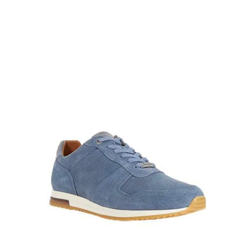 Dune London Mens Trilogy Lace-Up Runner Trainers Size UK 8 Suede Blue