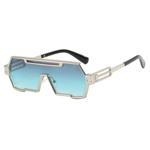 Lunettes de soleil Steampunk en métal à monture large et protection UV400 unie