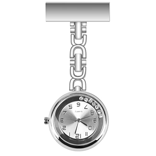 Montre de poche médicale infirmière argent suspendue avec broche femme