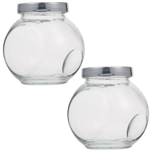 TOYANDONA Tarros de Cristal Planos Tipo Tambor 480Ml Set 2 Piezas Tapa Transparente para Almacenar Mermelada Granos y Dulces Frascos Herméticos para Cocina y Despensa