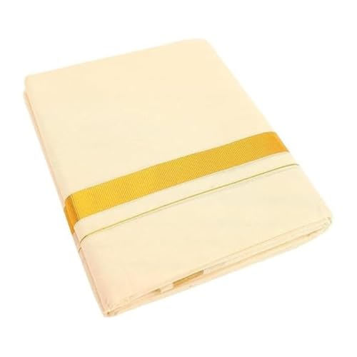 Image of Kerala Kasavu Double Mundu Cotton Dhoti for Men, Cream colour traditional Festival Wear with Gold Zari Border Onam Mundu Ethnic Clothing, Breathable Cotton Kerala Dhoti for Ceremony
