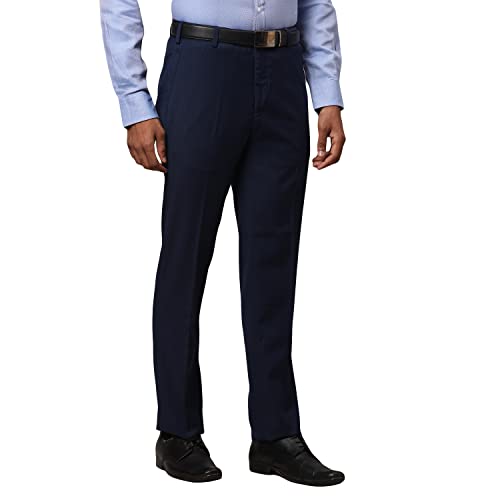 Image of Raymond Men's Polyester Blend Shark Skin Pattern Contemporary Fit Flat Front Formal Trouser
