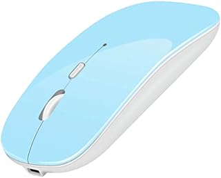 Tasnme Wireless Bluetooth Mouse for MacBook Pro/Air/Mac/iPad/Laptop/Desktop/Mac/PC/Computer/Phone-Portable Slim Silent Office Mice 2.4 GHz USB Wireless/BT Mice Blue