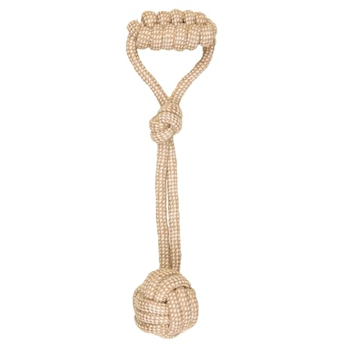 La Cordeline Giocattolo cane corda cotone canapa naturale da masterizzare giocattolo interattivo per cani cuccioli - lancia palla 41 cm, beige