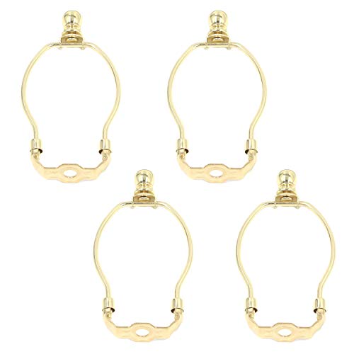 Bitray 6 Inch Lamp Harp Holder, Heavy Duty Lamp Harp, Finial and Lamp Harp Holder Set, DIY Lighting Accessories with Saddle and Solid Metal Finial Horn Frame Lampshade Bracket (Gold-2pcs) - Thumbnail 2