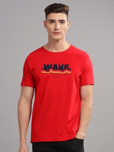 Image of ADRO Mens Printed T Shirt | The Super Soft Tshirt in India| Pure Cotton Lycra Breathable Fabric| 4 Way Stretch smart tech Fabric| Round Neck T-Shirt (Also in Plus Size) RN25-ST-WAVE-NB