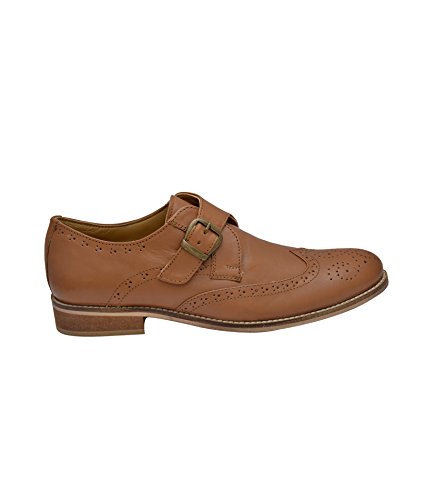 Image of HiREL'S Men Tan Pure Leather Monk Shoes