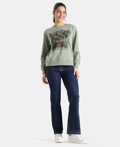 Image of Jockey A191 Women Super Combed Cotton French Terry Fabric Printed Sweatshirt