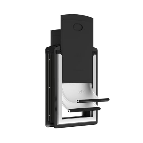 MAVRICFLEX Cat Door for Door, All-Stainless Steel Frame Cat Door with Double Soft Flaps and 2 Sliding ABS Panels for Doors, Easy to Install, Perfect for Cats and Small Dogs Under 15 LBS, Black