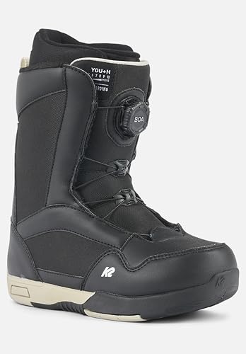 K2 You+H Youth Snowboard Boots, Black, 7