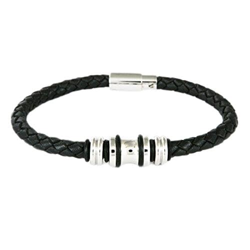 [ポリス] レザーブレスレット メンズ TRUCKER ブラック×シルバー 25488BLB-S アクセサリー