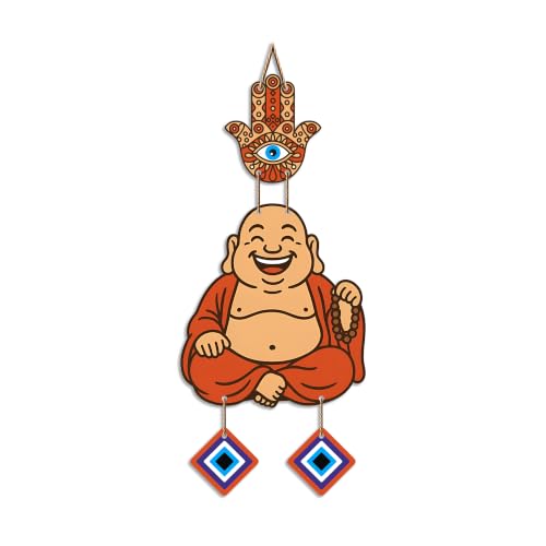 Image of Artvibes Smiling Monk Evil Eye Wall Hanging Decor for Home Entrance | Positive Energy Protection Ornament | Nazar Battu Wall Accent for Living Room | Office | Gift Item (WH 85143N)