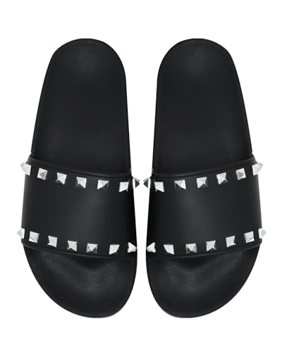 Sicare Women'S Studded Flat Slippers Slip On Summer Indoor And Outdoor Slide Sandals Beach Rain Shoes thumb #2