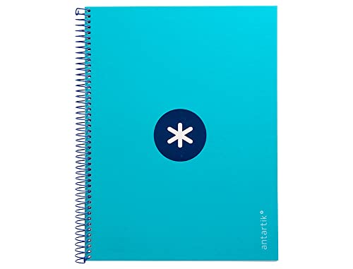Cuaderno espiral liderpapel a4 micro antartik tapa forrada 80h 90 gr cuadro 5mm 1 banda 4 taladros turquesa