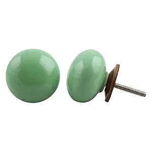 Indian-Shelf 2 Piece Green Knobs -Ceramic Door Knobs For Drawers - Solid Door Handle Parts - 4.06 cm Handle Pulls