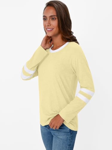 Image of AUTOMET Womens Color Block Long Sleeve Shirts Oversized Crewneck Casual Top