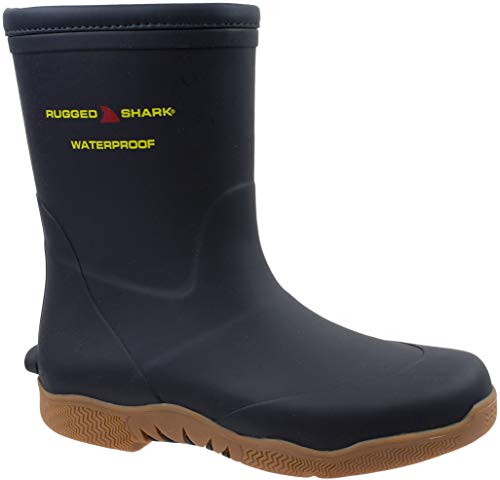 Rugged Shark Men's Great White Fishing Boots, Waterproof Deck Boots, Comfortable No-Slip Sole, Navy Blue, Men's Size 10 #TOP1
