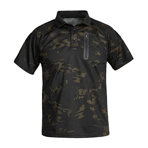 Polo militaire séchage rapide en coton respirant à manches courtes pour homme