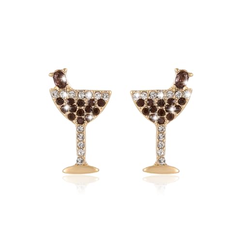 Coffee Martini Stud Earrings for Women Party Jewelry Gift