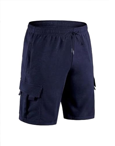 Image of Mens Fashion Cargo Pocket Shorts-Grey(Cargo Shorts-Navy)