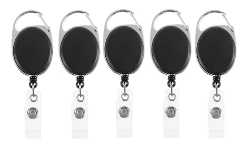 GLUN® Oval Round Reel ID Card Holder, ID Badge Reel Clip On Card Holders (5 Units, Black) (B0CJBPKVGG) Amazon Price History, Amazon Price Tracker