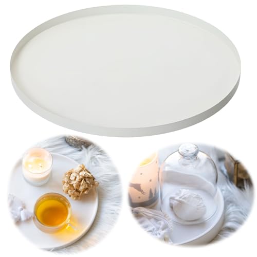 LS-LebenStil XL Metall Deko-Teller Weiß 35cm Rund Deko-Tablett Deko-Schale...