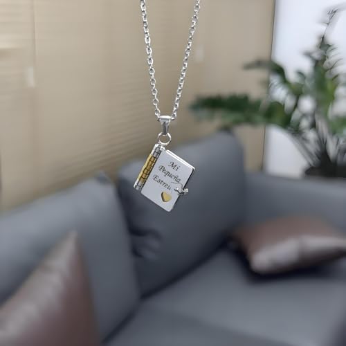 My Little Star Book Necklace for Daughter/Son, Spanish "Mi Pequeña Estrella" Personalized Mini Adjustable Books Pendant Jewelry with 6 Pages of Engraved Information, Xmas, Graduation, Love Gifts2