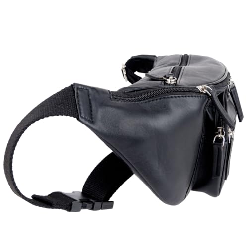 Grand sac banane noir homme voyage et randonnée urbaine 5 poches